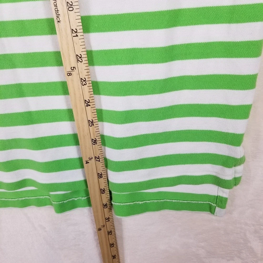 Polo Ralph Lauren Mens XXL Green White Striped Short Sleeve Cotton‎ Polo Shirt